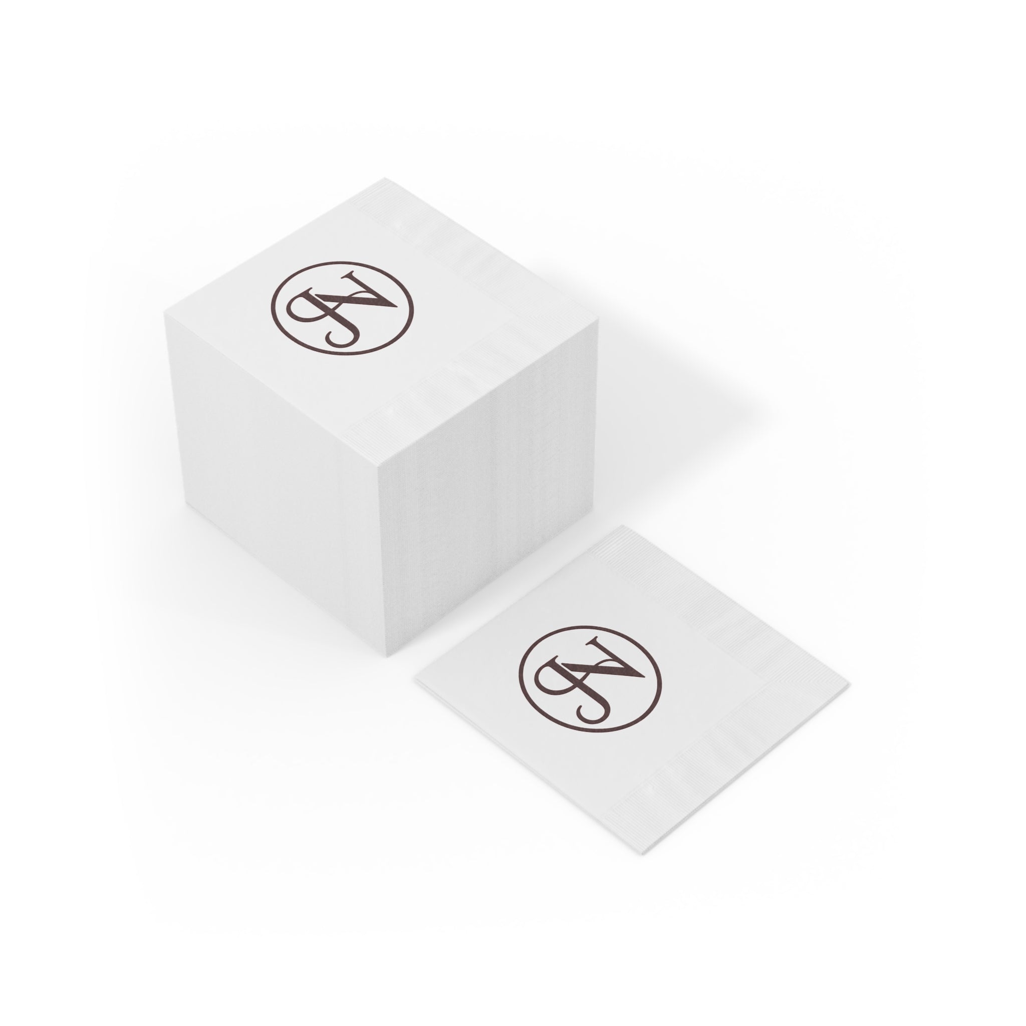 Nigel & Jalen Monogrammed White Cocktail Napkins — Merlot