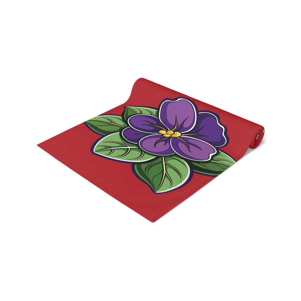 HU SOTC SPR '86 Floral Violets Table Runner — Purple Blossom Decor for Dining & Seasonal Gatherings