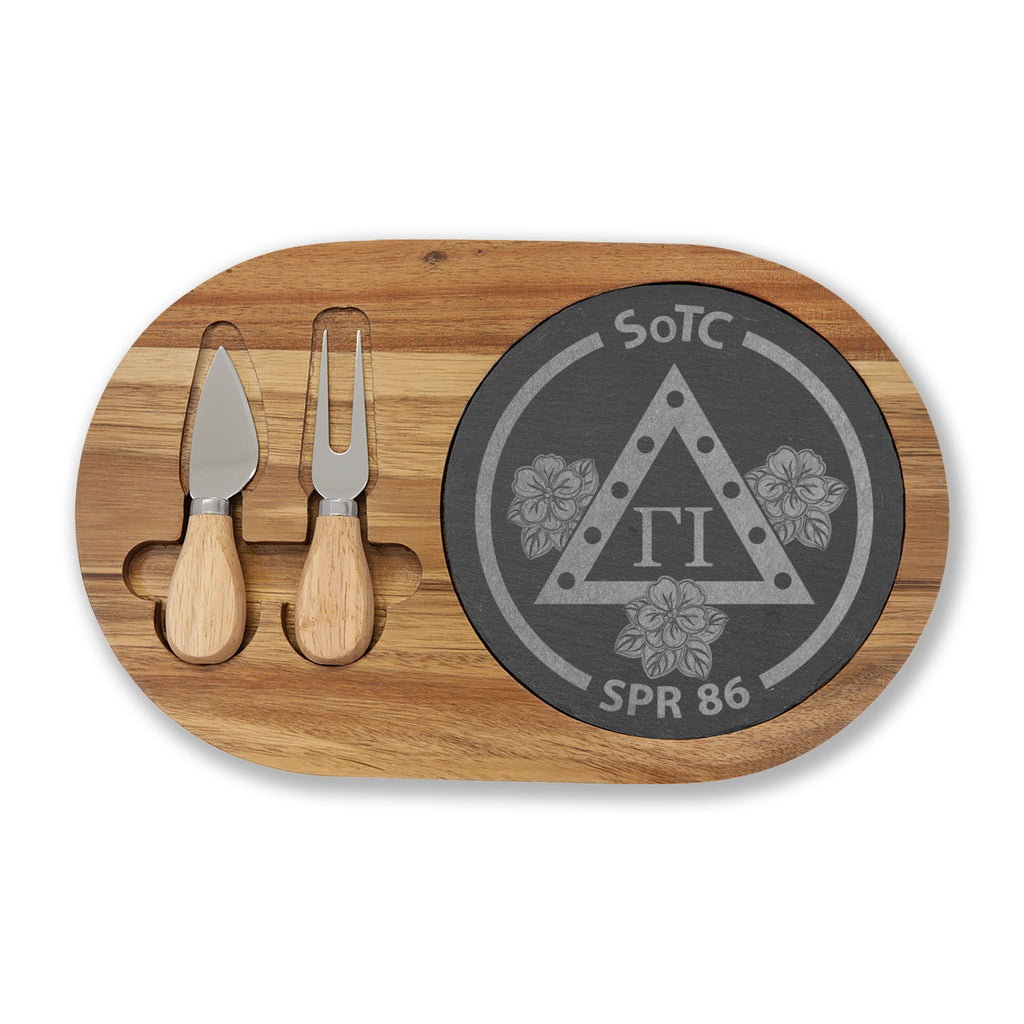 Engraved Charcuterie Board Set with Cheese Knives