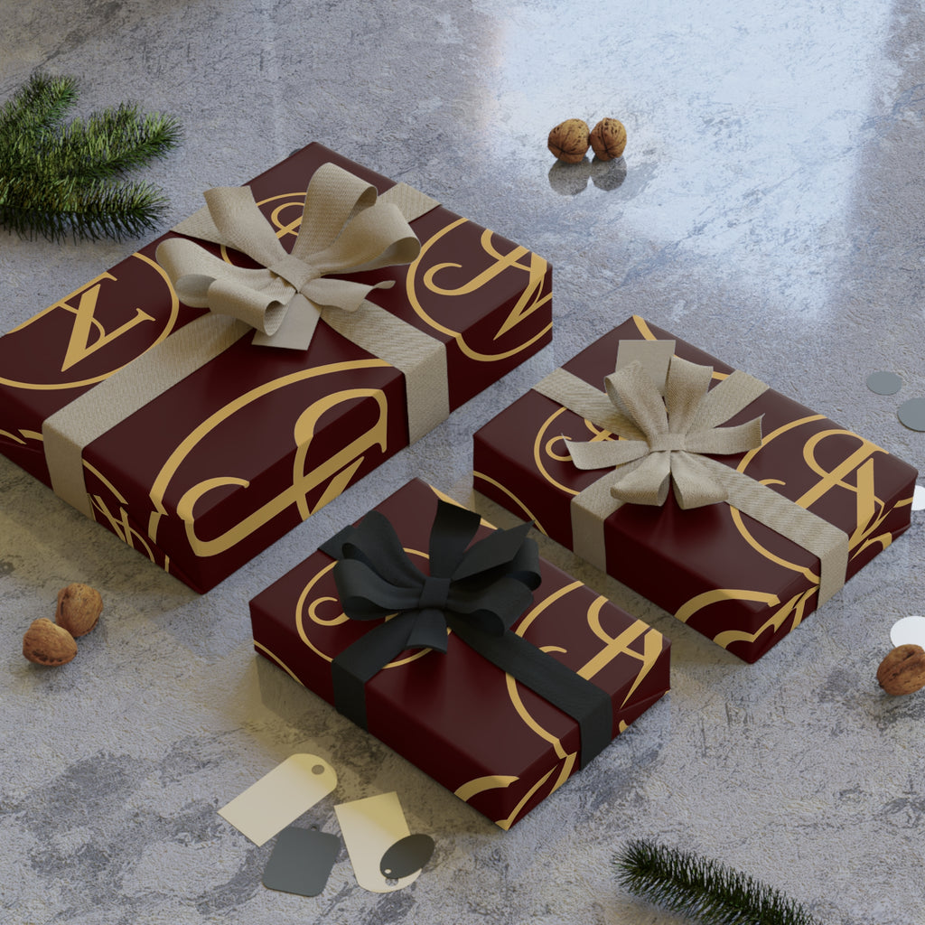 Nigel & Jalen Gift Wrap Roll — Luxe Burgundy & Gold Wrapping Paper