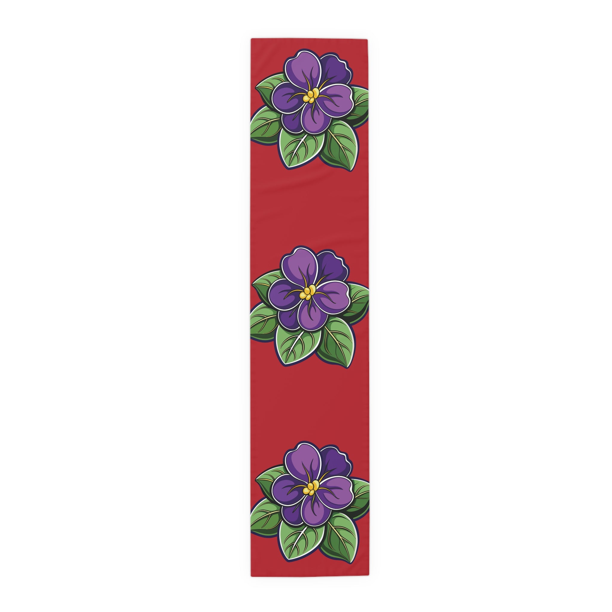 HU SOTC SPR '86 Floral Violets Table Runner — Purple Blossom Decor for Dining & Seasonal Gatherings