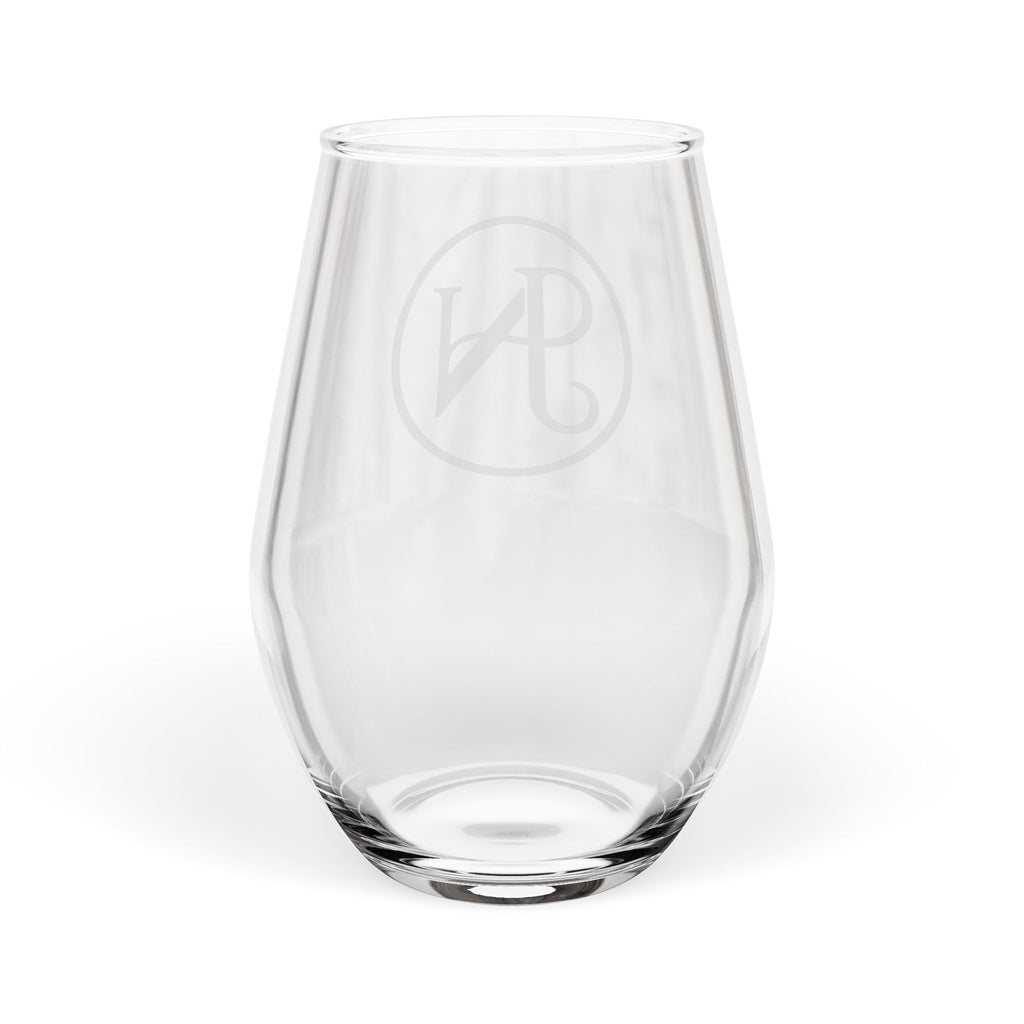 Nigel & Jalen Monogram Etched Stemless Wine Glass — 11.75 oz