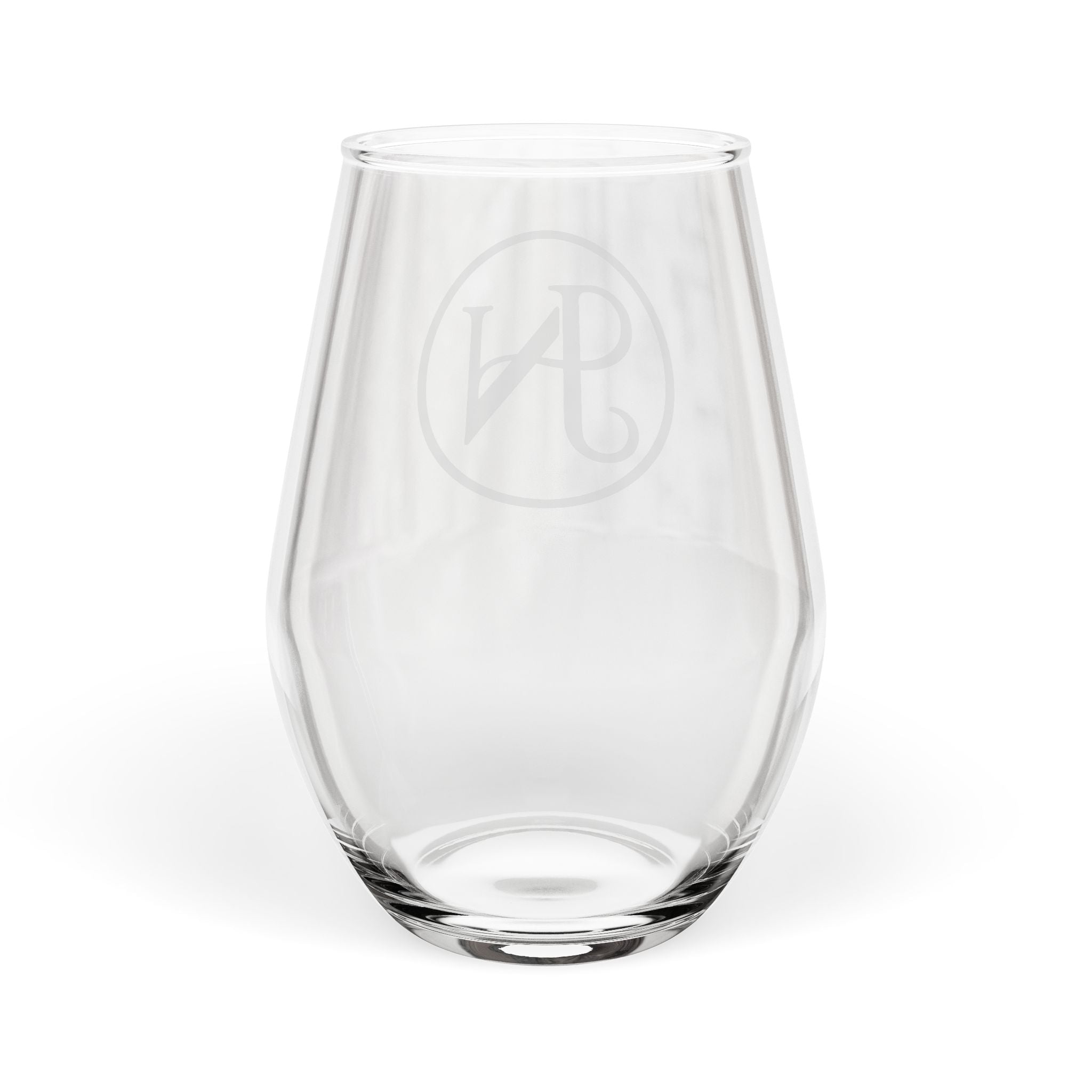 Nigel & Jalen Monogram Etched Stemless Wine Glass — 11.75 oz