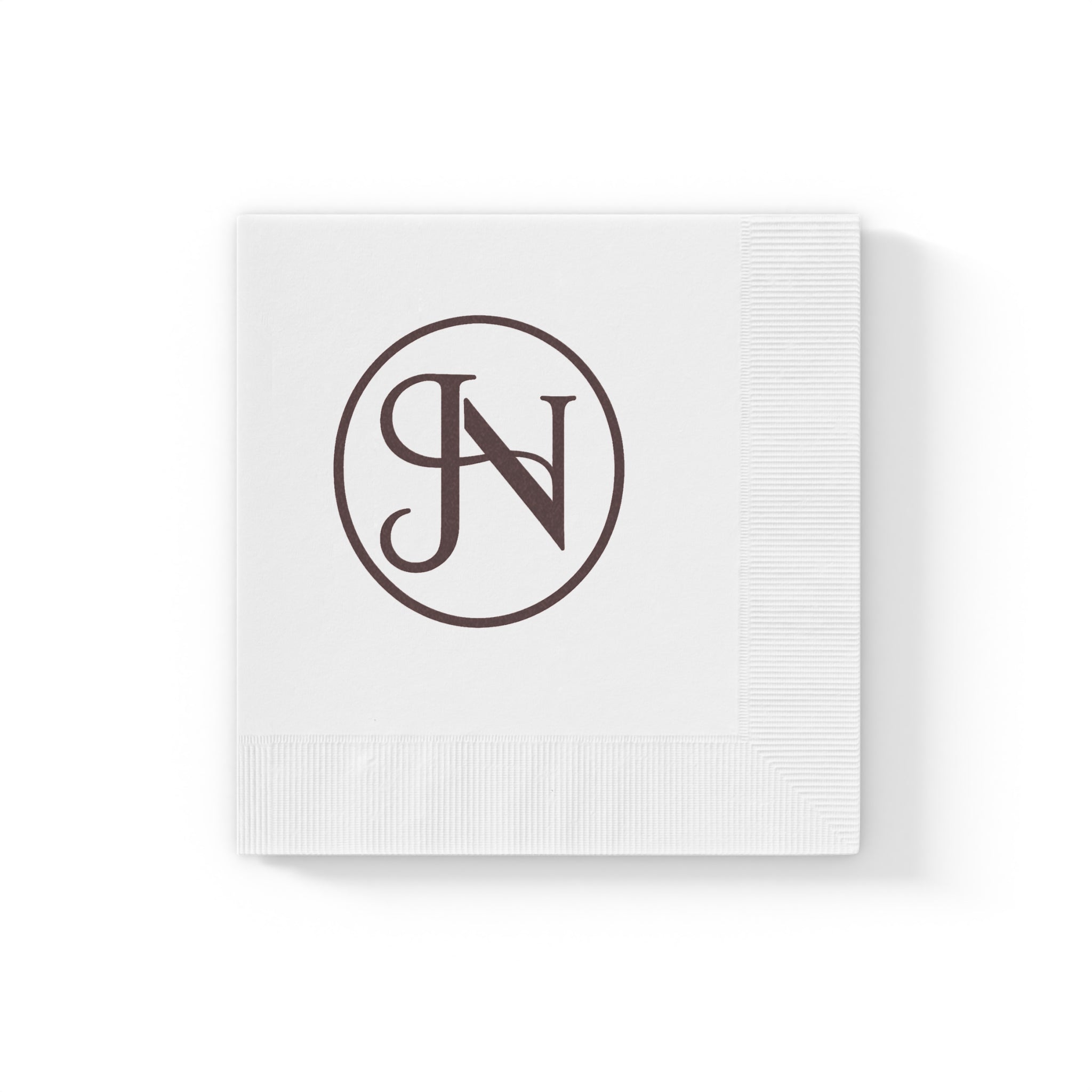 Nigel & Jalen Monogrammed White Cocktail Napkins — Merlot