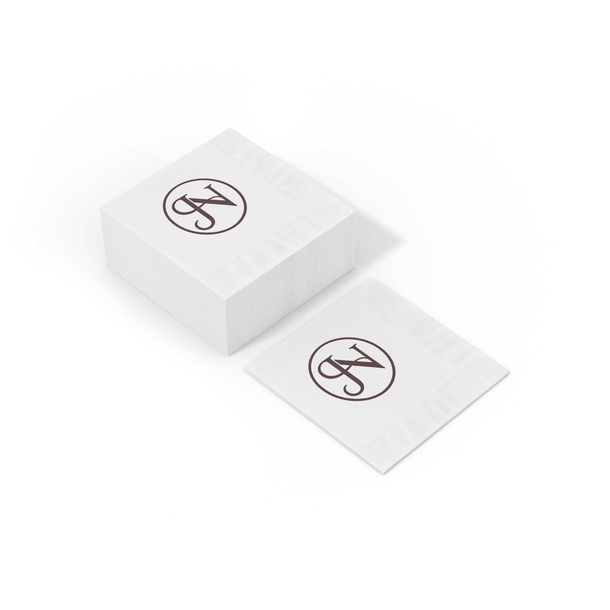 Nigel & Jalen Monogrammed White Cocktail Napkins — Merlot