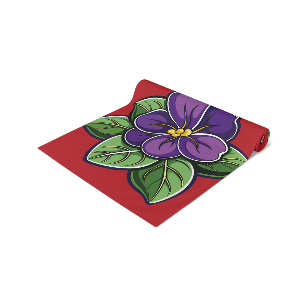 HU SOTC SPR '86 Floral Violets Table Runner — Purple Blossom Decor for Dining & Seasonal Gatherings