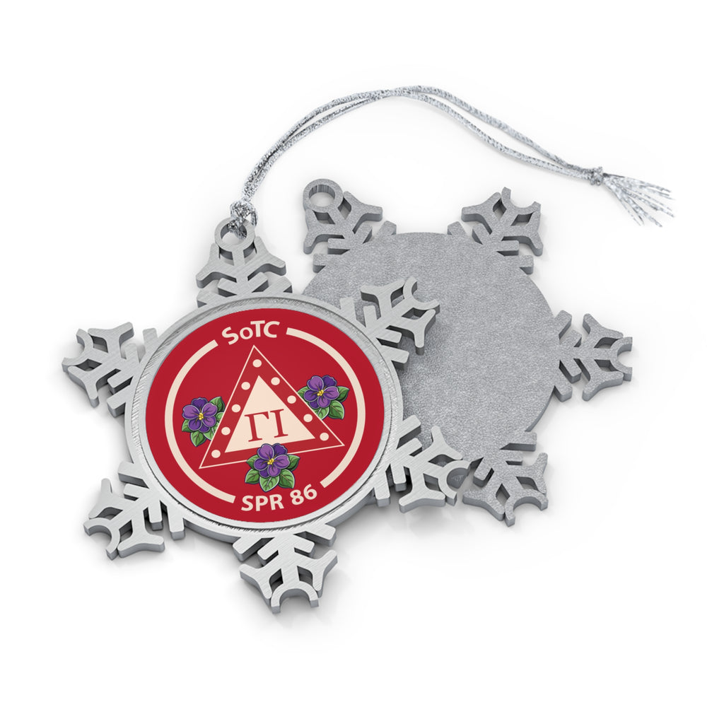 HU SOTC SPR '86 Pewter Snowflake Ornament — SPR 86 Tri Delta Holiday Keepsake