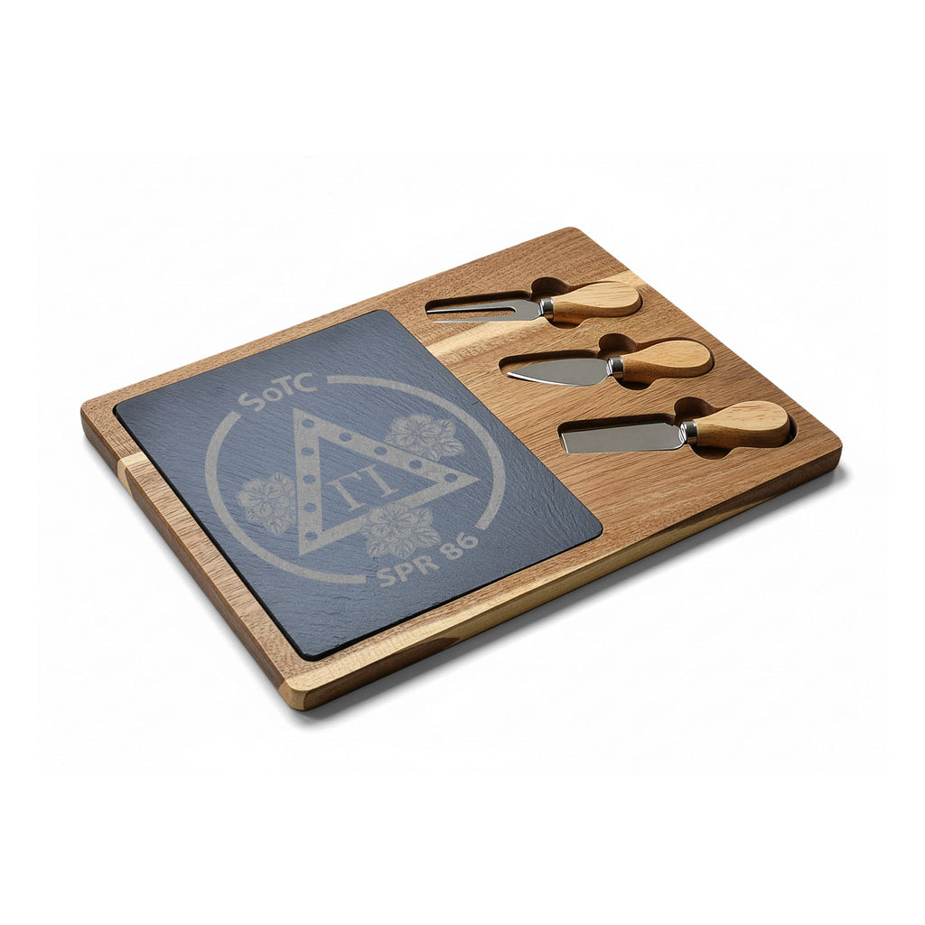 Engraved Charcuterie Board Set with Cheese Knives