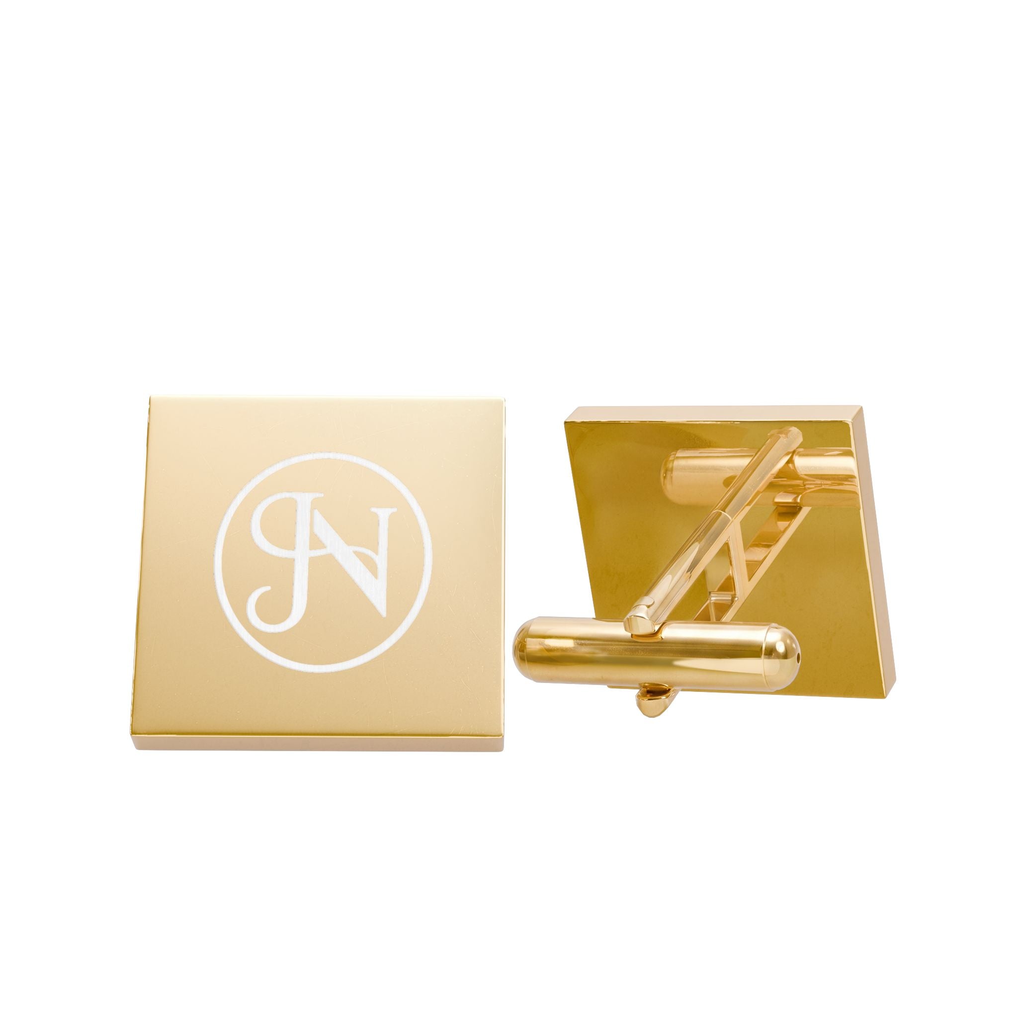 Nigel & Jalen Gold Monogram Cufflinks – Engraved 'N' Square Dress Cufflinks for Weddings & Formal Wear
