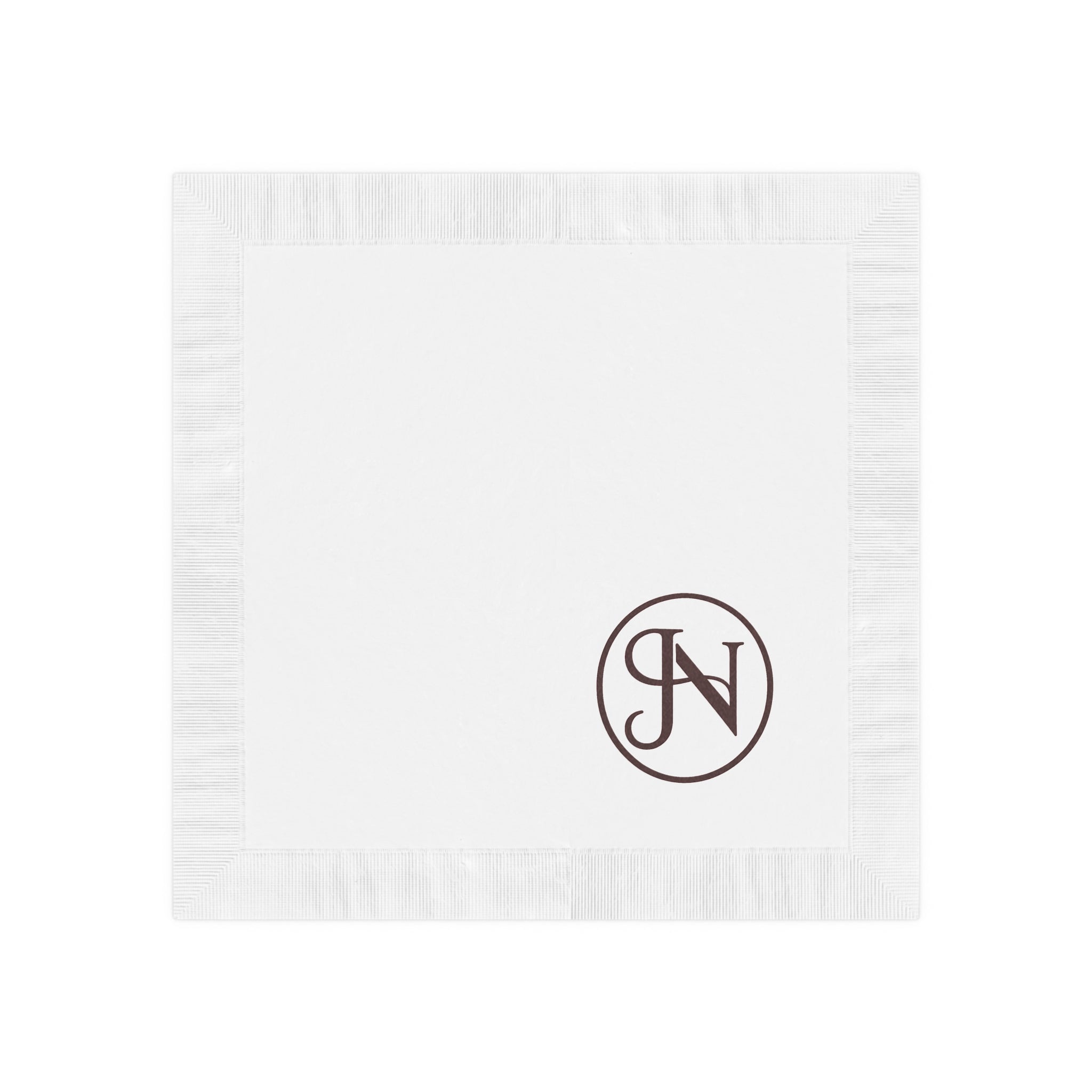 Nigel & Jalen Monogrammed White Cocktail Napkins — Merlot