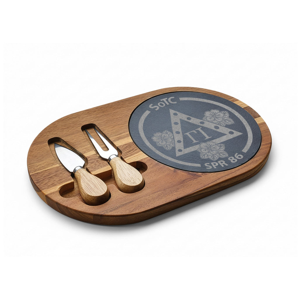 Engraved Charcuterie Board Set with Cheese Knives