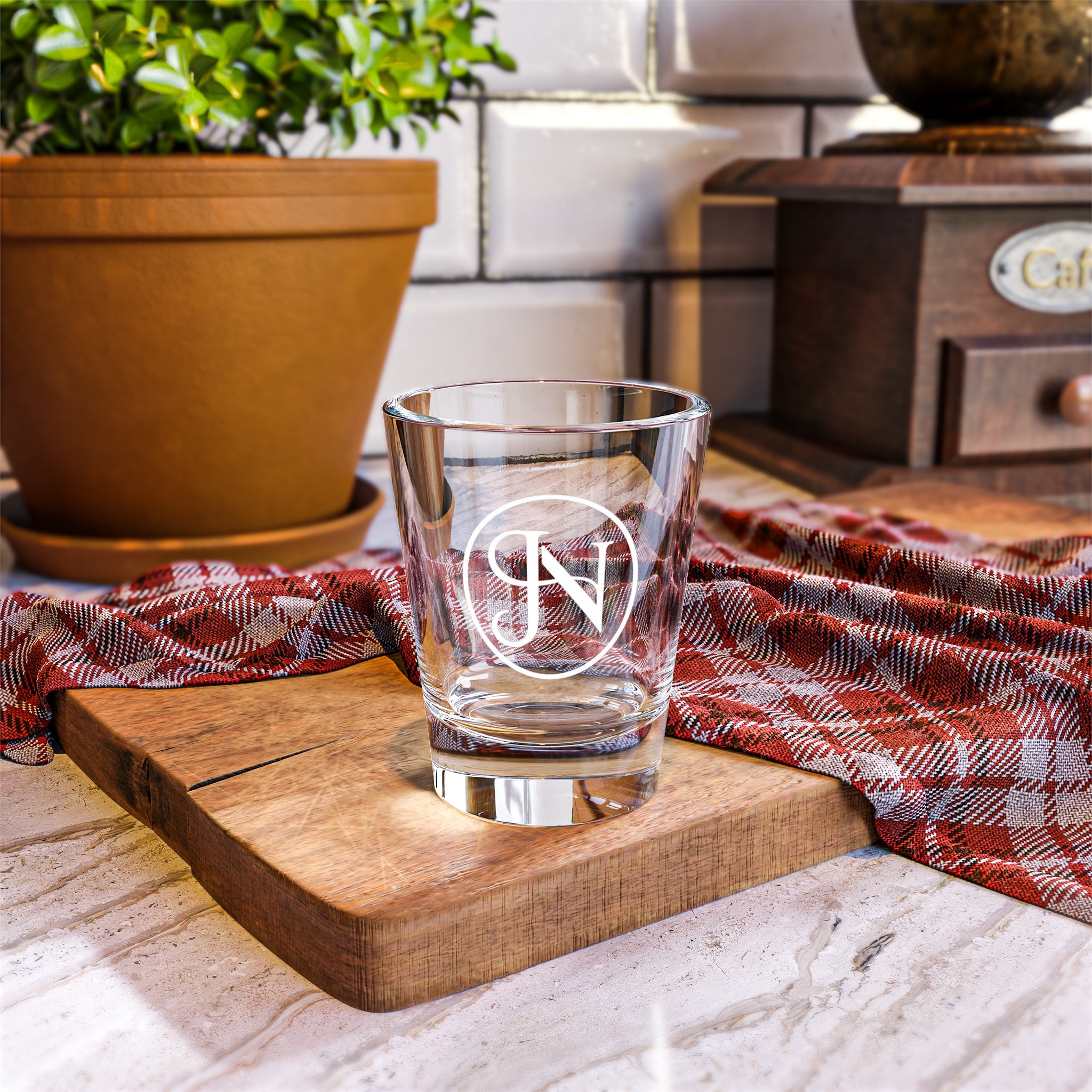 Nigel & Jalen Monogram Shot Glass — Personalized Initials Engraved 1.5oz