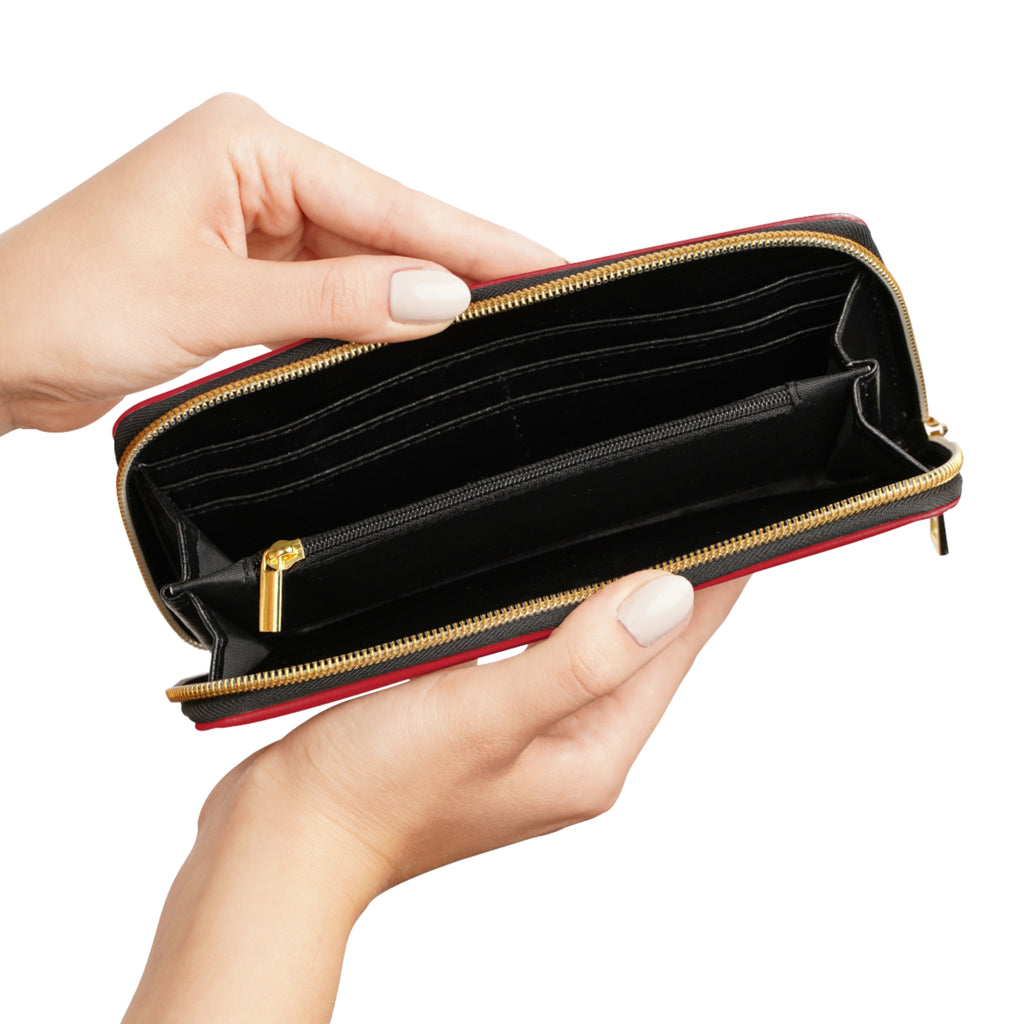 SOTC SPR '86 Floral Zip Wallet — Purple Violets on Red PU Zipper Wallet